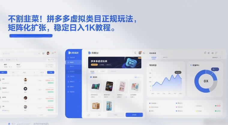 不割韭菜！拼多多虚拟类目正规玩法，矩阵化扩张，稳定日入1K教程_免费分享网络创业,副业,信息差项目的老牌资源整合平台！金铲子项目