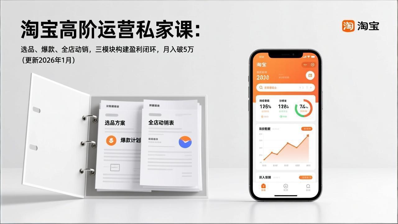 （17280期）淘宝高阶运营私家课：选品、爆款、全店动销，三模块构建盈利闭环，破5万（更新26年1月）_免费分享网络创业,副业,信息差项目的老牌资源整合平台！金铲子项目