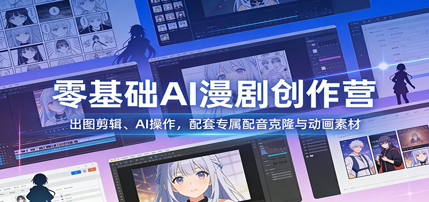 零基础AI漫剧创作营：出图剪辑、AI操作，配套专属配音克隆与动画素材_免费分享网络创业,副业,信息差项目的老牌资源整合平台！金铲子项目