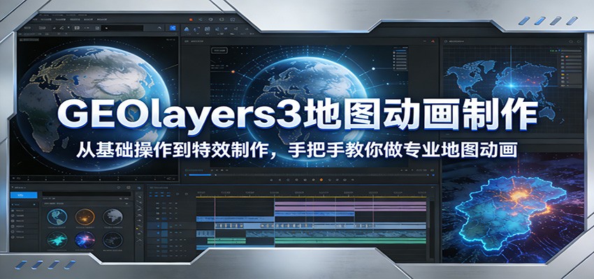 GEOlayers3地图动画制作：从基础操作到特效制作，手把手教你做专业地图动画_免费分享网络创业,副业,信息差项目的老牌资源整合平台！金铲子项目