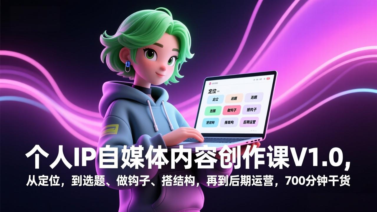 （17331期）个人IP自媒体内容创作课V1.0，从定位，到选题、做钩子、搭结构，再到后期运营，700分钟干货_免费分享网络创业,副业,信息差项目的老牌资源整合平台！金铲子项目