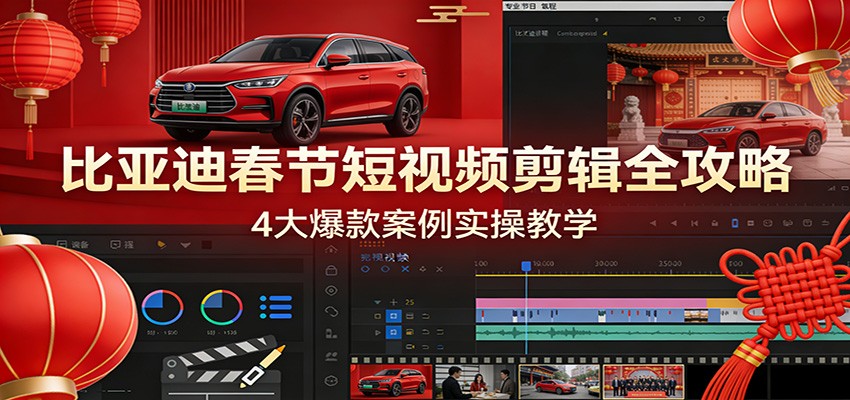 比亚迪春节短视频剪辑全攻略，4大爆款案例实操教学_免费分享网络创业,副业,信息差项目的老牌资源整合平台！金铲子项目