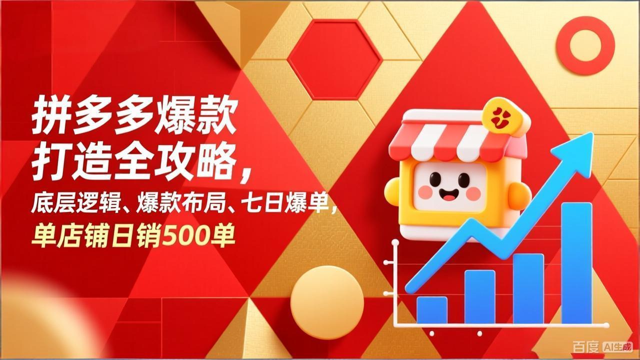 （17346期）拼多多爆款打造全攻略，底层逻辑、爆款布局、七日爆单，单店铺日销500单_免费分享网络创业,副业,信息差项目的老牌资源整合平台！金铲子项目