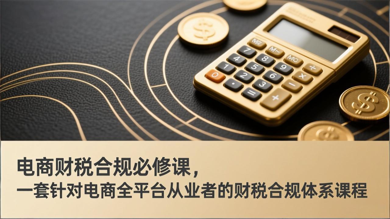 （17359期）电商财税合规必修课，是一套针对电商全平台从业者的财税合规体系课程_免费分享网络创业,副业,信息差项目的老牌资源整合平台！金铲子项目