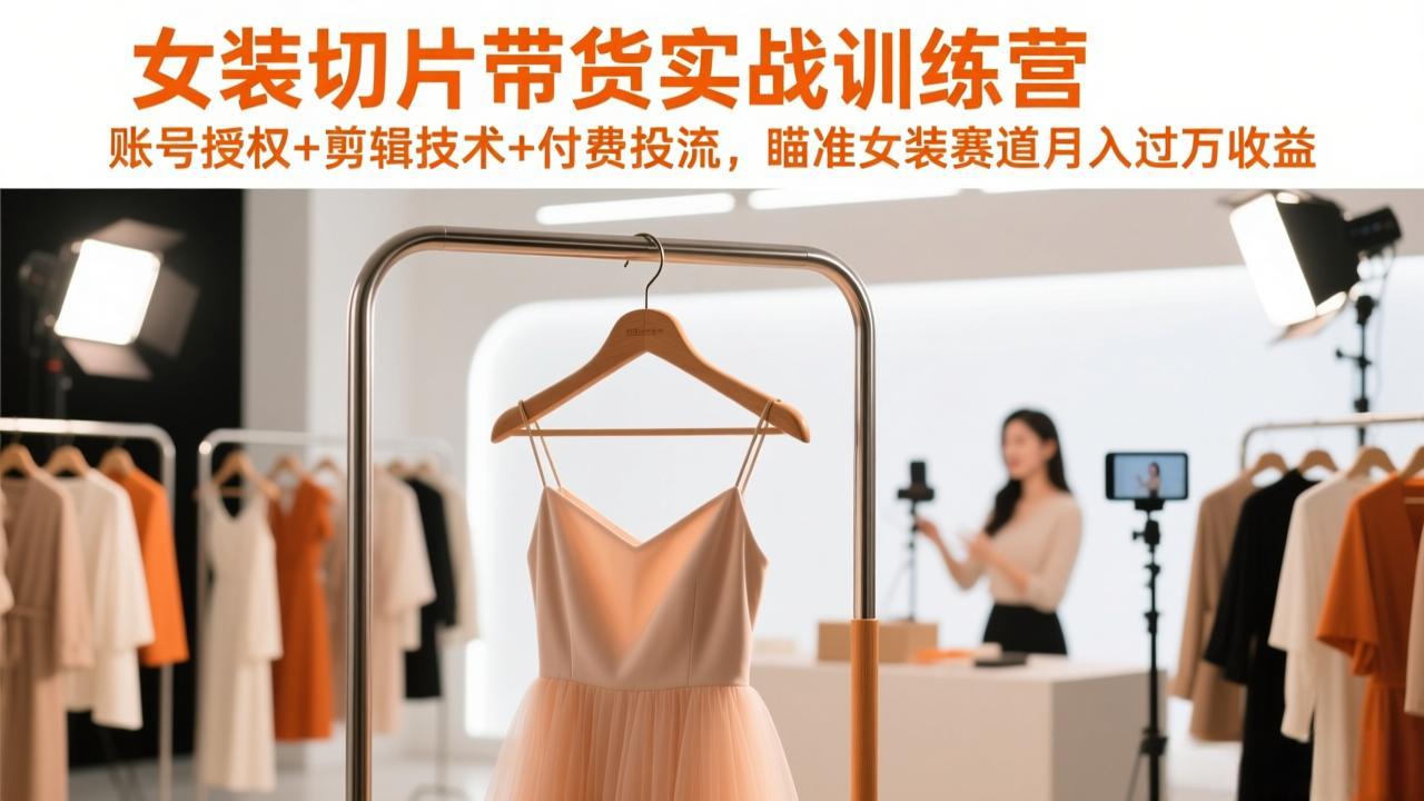 （17357期）女装切片带货实战训练营，账号授权+剪辑技术+付费投流，瞄准女装赛道月入过万收益_免费分享网络创业,副业,信息差项目的老牌资源整合平台！金铲子项目