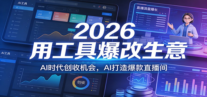 2026用工具爆改生意，AI时代创收机会，AI打造爆款直播间_免费分享网络创业,副业,信息差项目的老牌资源整合平台！金铲子项目