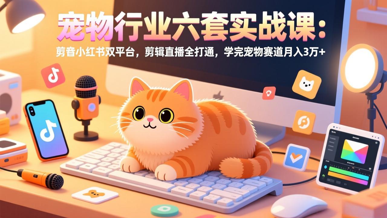 （17411期）宠物行业六套实战课：抖音小红书双平台，剪辑直播全打通，学完宠物赛道月入3万+_免费分享网络创业,副业,信息差项目的老牌资源整合平台！金铲子项目