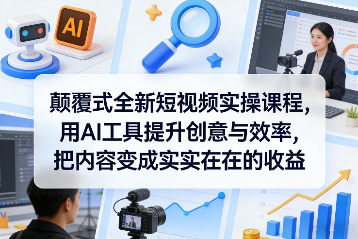 颠覆式全新短视频实操课程，用AI工具提升创意与效率，把内容变成实实在在的_免费分享网络创业,副业,信息差项目的老牌资源整合平台！金铲子项目