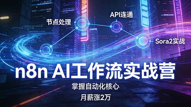 （17458期）n8n AI工作流实战营，节点处理+API连通+Sora2实战，掌握自动化核心月薪涨2万_免费分享网络创业,副业,信息差项目的老牌资源整合平台！金铲子项目