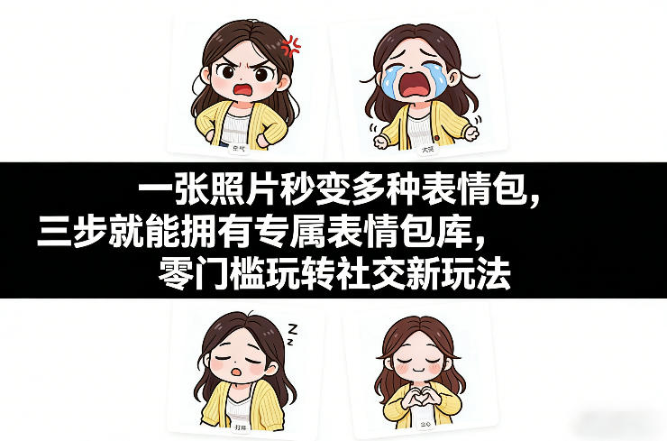 一张照片秒变多种表情包，三步就能拥有专属表情包库，零门槛玩转社交新玩法【文档】_免费分享网络创业,副业,信息差项目的老牌资源整合平台！金铲子项目