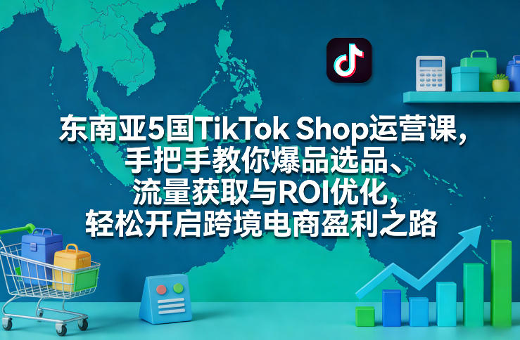 东南亚5国TikTokShop运营课，手把手教你爆品选品、流量获取与ROI优化，开启跨境电商盈利之路_免费分享网络创业,副业,信息差项目的老牌资源整合平台！金铲子项目