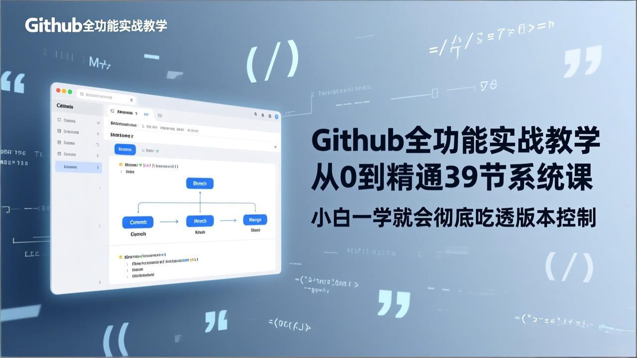 （17501期）GitHub-全功能实战教学，从0到精通39节系统课，小白一学就会彻底吃透版本控制_免费分享网络创业,副业,信息差项目的老牌资源整合平台！金铲子项目