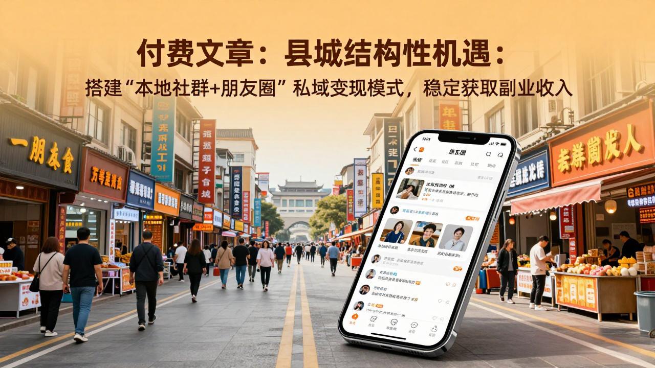 （17518期）付费文章：县城结构性机遇：搭建“本地社群朋友圈”私域模式，稳定获取副业_免费分享网络创业,副业,信息差项目的老牌资源整合平台！金铲子项目