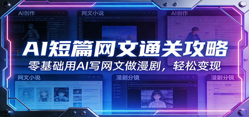 AI短篇网文通关攻略：零基础用AI写网文做漫剧，_免费分享网络创业,副业,信息差项目的老牌资源整合平台！金铲子项目
