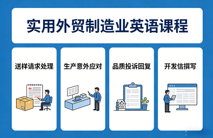 实用外贸制造业英语课程，教你专业处理送样请求、应对生产意外、回复品质投诉、撰写开发信等_免费分享网络创业,副业,信息差项目的老牌资源整合平台！金铲子项目