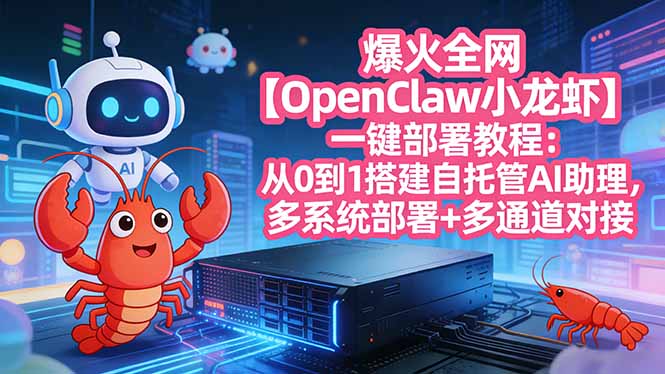 （17612期）爆火全网【OpenClaw 小龙虾】一键部署教程：从0到1搭建自托管AI助理，多系统部署+多通道对接_免费分享网络创业,副业,信息差项目的老牌资源整合平台！金铲子项目