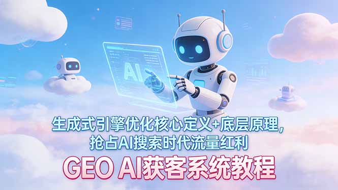 （17604期）GEO AI获客系统教程：生成式引擎优化核心定义+底层原理，抢占AI搜索时代流量红利_免费分享网络创业,副业,信息差项目的老牌资源整合平台！金铲子项目