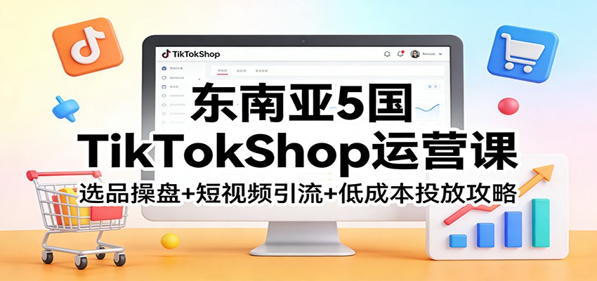 东南亚5国TikTokShop运营课：选品操盘+短视频引流+低成本投放攻略_免费分享网络创业,副业,信息差项目的老牌资源整合平台！金铲子项目