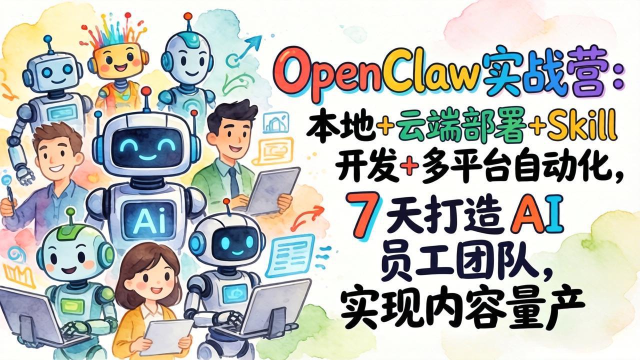 （17626期）OpenClaw实战营：本地+云端部署+Skill开发+多平台自动化，7 天打造 AI 员工团队，实现内容量产_免费分享网络创业,副业,信息差项目的老牌资源整合平台！金铲子项目