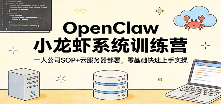 OpenClaw小龙虾系统训练营：一人公司SOP，云服务器部署，零基础快速上手实操_免费分享网络创业,副业,信息差项目的老牌资源整合平台！金铲子项目