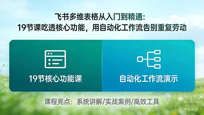 （17634期）飞书多维表格从入门到精通：19节课吃透核心功能，用自动化工作流告别重复劳动_免费分享网络创业,副业,信息差项目的老牌资源整合平台！金铲子项目