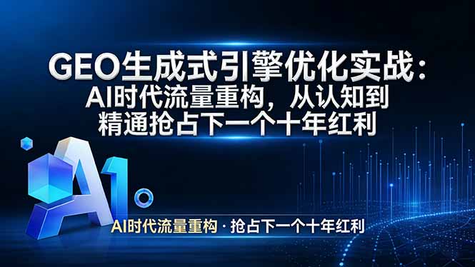 （17708期）GEO 生成式引擎优化实战：AI时代流量重构，从认知到精通抢占下一个十年红利_免费分享网络创业,副业,信息差项目的老牌资源整合平台！金铲子项目