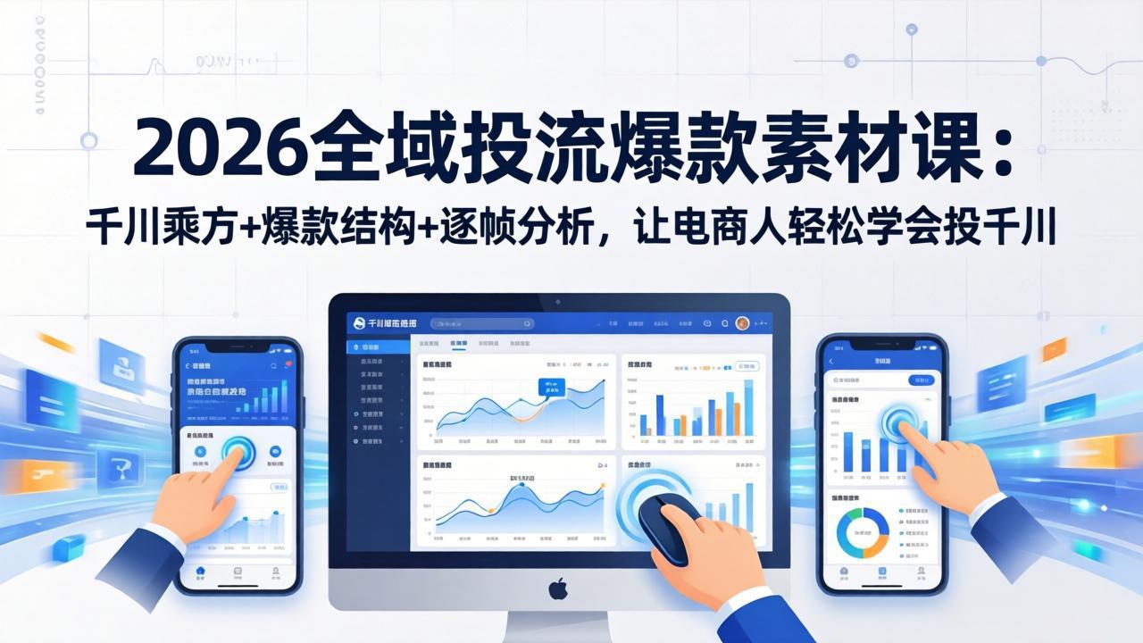 （17705期）2026全域投流爆款素材课：千川乘方+爆款结构+逐帧分析，让电商人轻松学会投千川_免费分享网络创业,副业,信息差项目的老牌资源整合平台！金铲子项目