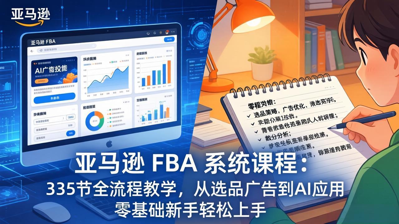 （17744期）亚马逊 FBA 系统课程（更新26年3月）：335节全流程教学，从选品广告到AI应用，零基础新手轻…_免费分享网络创业,副业,信息差项目的老牌资源整合平台！金铲子项目