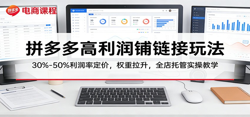 拼多多高利润铺链接玩法：30%–50%利润率定价，权重拉升，全店托管实操教学_免费分享网络创业,副业,信息差项目的老牌资源整合平台！金铲子项目