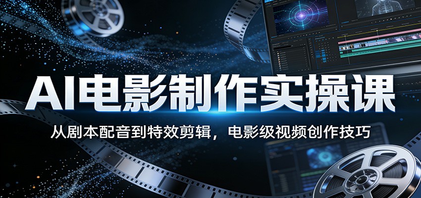 AI电影制作实操课：从剧本配音到特效剪辑，电影级视频创作技巧_免费分享网络创业,副业,信息差项目的老牌资源整合平台！金铲子项目