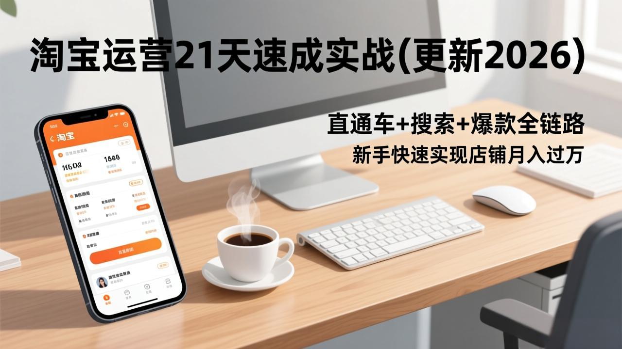 （17806期）淘宝运营21天速成实战(更新3月)，直通车+搜索+爆款全链路，新手快速实现店铺月入过万_免费分享网络创业,副业,信息差项目的老牌资源整合平台！金铲子项目