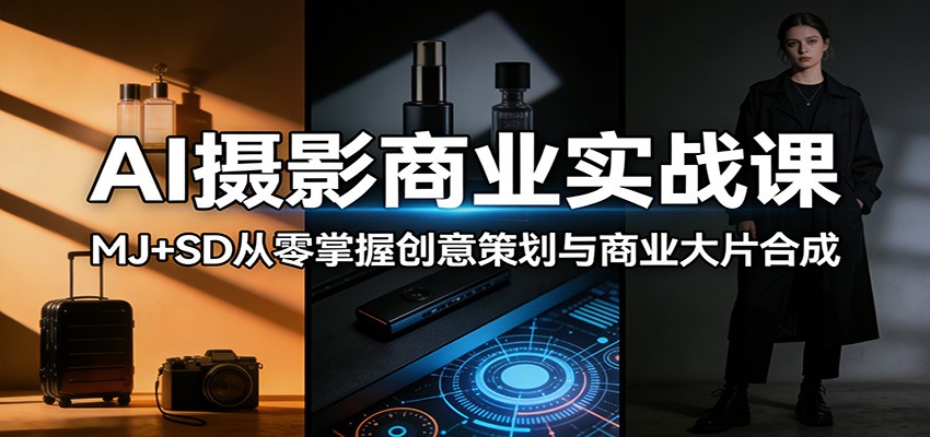 AI摄影商业实战课：MJ+SD从零掌握创意策划与商业大片合成_免费分享网络创业,副业,信息差项目的老牌资源整合平台！金铲子项目