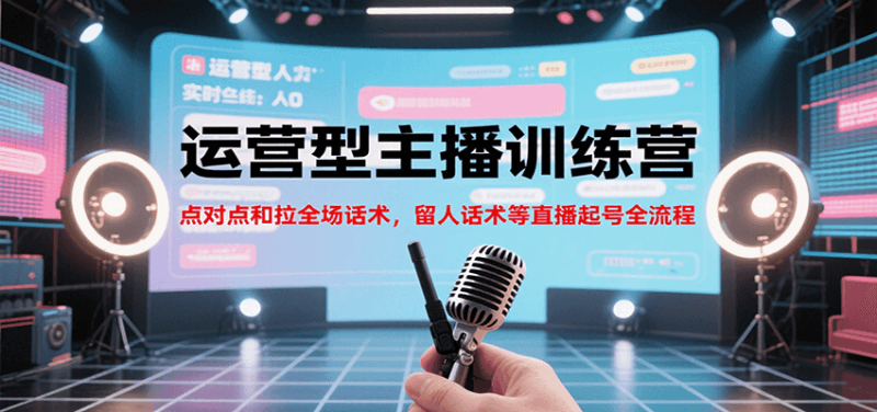 运营型主播训练营,点对点和拉全场话术,留人话术等直播起号全流程(更新8月)_免费分享网络创业,副业,信息差项目的老牌资源整合平台!金铲子项目