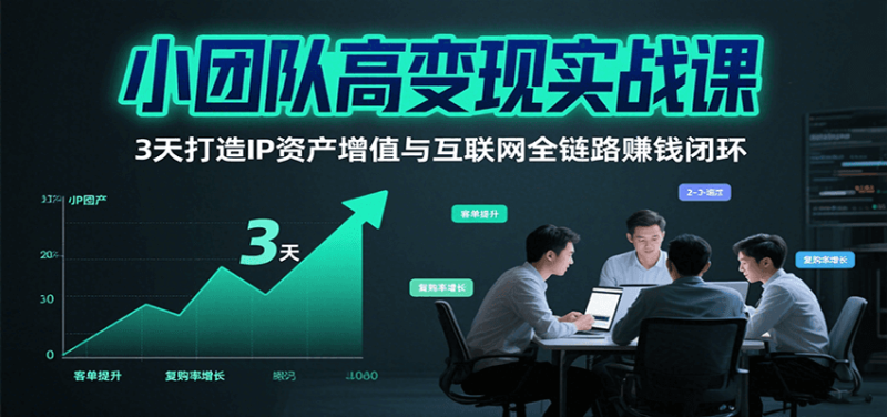 小团队高实战课,3天打造IP资产增值与互联网全链路赚钱闭环(第二期)_免费分享网络创业,副业,信息差项目的老牌资源整合平台!金铲子项目