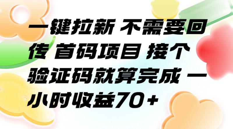 (15588期)一键拉新不需要回传首码项目接个验证码就算完成一小时_免费分享网络创业,副业,信息差项目的老牌资源整合平台!金铲子项目