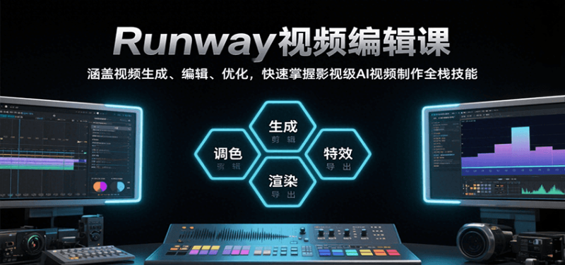 Runway视频编辑课，涵盖视频生成、编辑、优化，快速掌握影视级AI视频制作全栈技能_免费分享网络创业,副业,信息差项目的老牌资源整合平台！金铲子项目