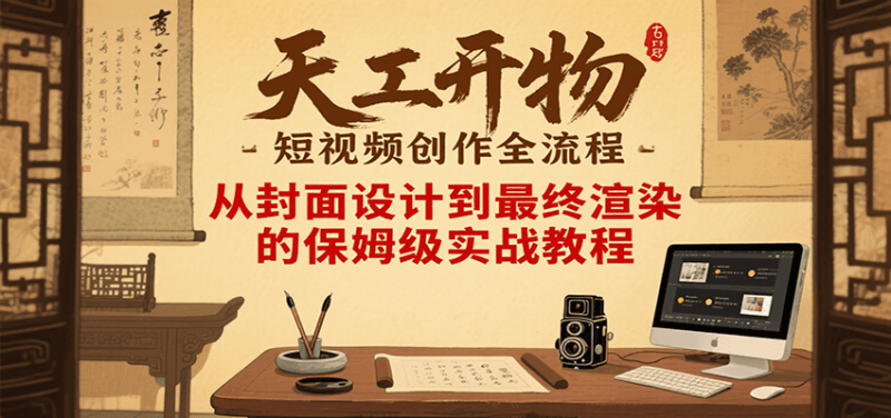 天工开物短视频创作全流程,从封面设计到最终渲染的保姆级实战教程_免费分享网络创业,副业,信息差项目的老牌资源整合平台!金铲子项目