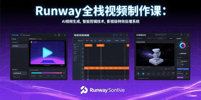 （15515期）Runway全栈视频制作课：AI视频生成，智能剪辑技术，影视级特效处理系统_免费分享网络创业,副业,信息差项目的老牌资源整合平台！金铲子项目
