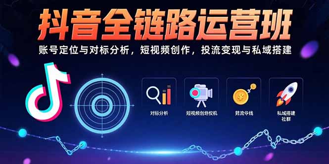 （15525期）抖音全链路运营班：账号定位与对标分析，短视频创作，投流与私域搭建_免费分享网络创业,副业,信息差项目的老牌资源整合平台！金铲子项目