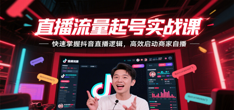 直播流量起号实战课,快速掌握抖音直播逻辑,高效启动商家自播_免费分享网络创业,副业,信息差项目的老牌资源整合平台!金铲子项目