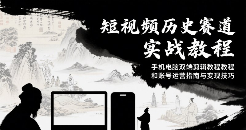短视频历史赛道实战教程，手机电脑双端剪辑教程和账号运营指南与技巧_免费分享网络创业,副业,信息差项目的老牌资源整合平台！金铲子项目