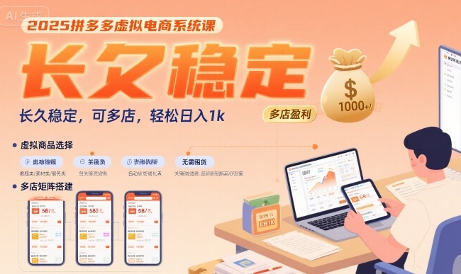 2025拼多多虚拟电商系统课,长久稳定,可多店,_免费分享网络创业,副业,信息差项目的老牌资源整合平台!金铲子项目