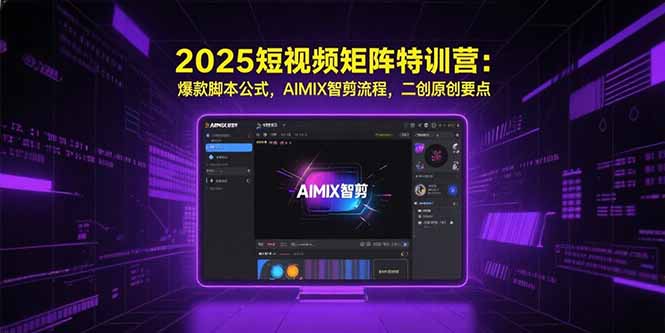 (15475期)2025短视频矩阵特训营:爆款脚本公式,AIMIX智剪流程,二创原创要点_免费分享网络创业,副业,信息差项目的老牌资源整合平台!金铲子项目