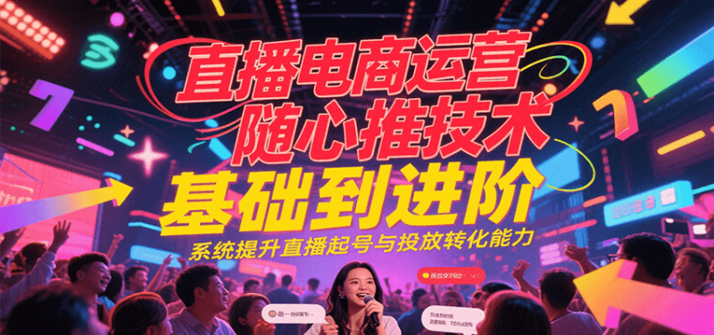 直播电商运营随心推投放技术基础到进阶，系统提升直播起号与投放转化能力_免费分享网络创业,副业,信息差项目的老牌资源整合平台！金铲子项目