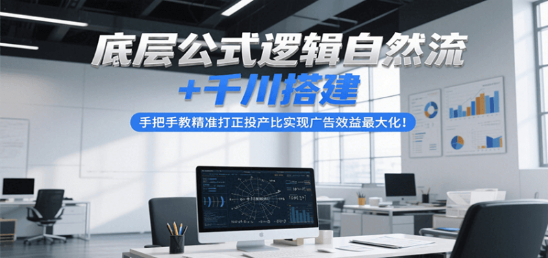 底层公式逻辑自然流千川搭建,手把手教精准打正投产比实现广告效益最大化_免费分享网络创业,副业,信息差项目的老牌资源整合平台!金铲子项目