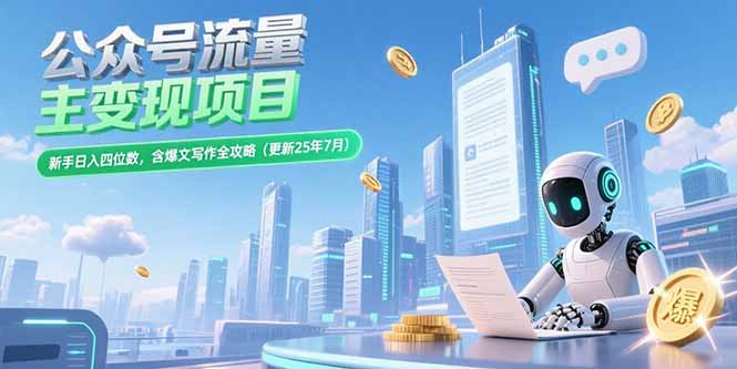 (15412期)公众号流量主项目,新手四位数,含爆文写作全攻略(更新25年7月)_免费分享网络创业,副业,信息差项目的老牌资源整合平台!金铲子项目