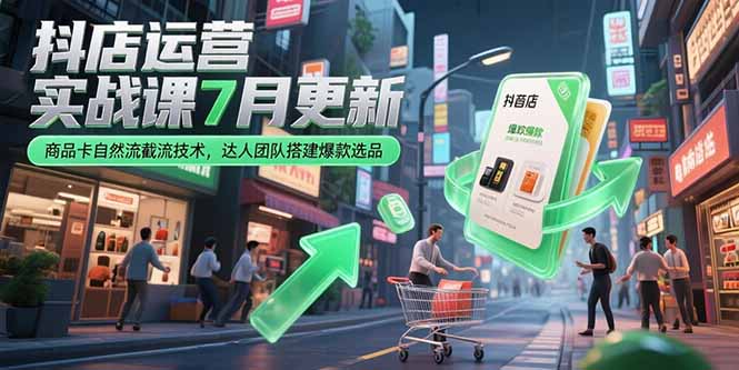 （15329期）抖店运营实战课7月更新，商品卡自然流截流技术，达人团队搭建爆款选品_免费分享网络创业,副业,信息差项目的老牌资源整合平台！金铲子项目