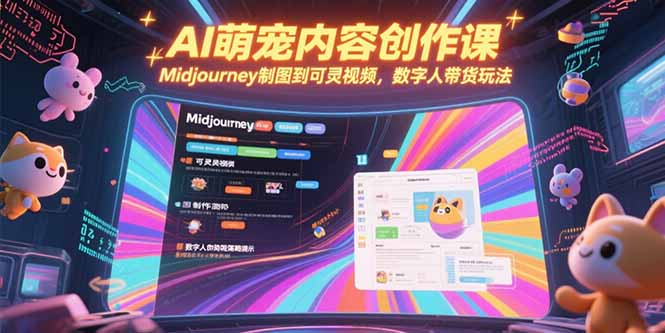 (15311期)AI萌宠内容创作课,Midjourney制图到可灵视频,数字人带货玩法_免费分享网络创业,副业,信息差项目的老牌资源整合平台!金铲子项目