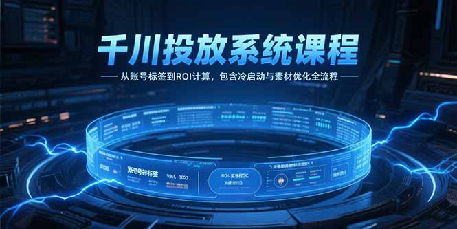(15263期)千川投放系统课程,从账号标签到ROI计算,包含冷启动与素材优化全流程_免费分享网络创业,副业,信息差项目的老牌资源整合平台!金铲子项目