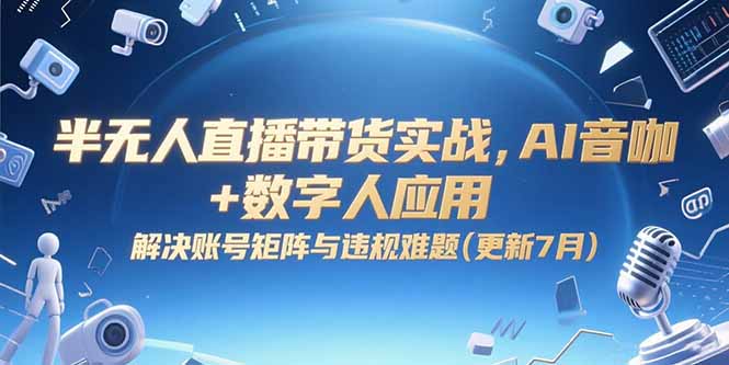 (15280期)半无人直播带货实战,AI音咖数字人应用解决账号矩阵与违规难题(更新7月)_免费分享网络创业,副业,信息差项目的老牌资源整合平台!金铲子项目